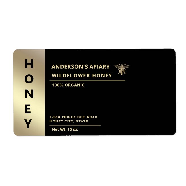 Modern minimalist  gold honey bee honey  (Front)