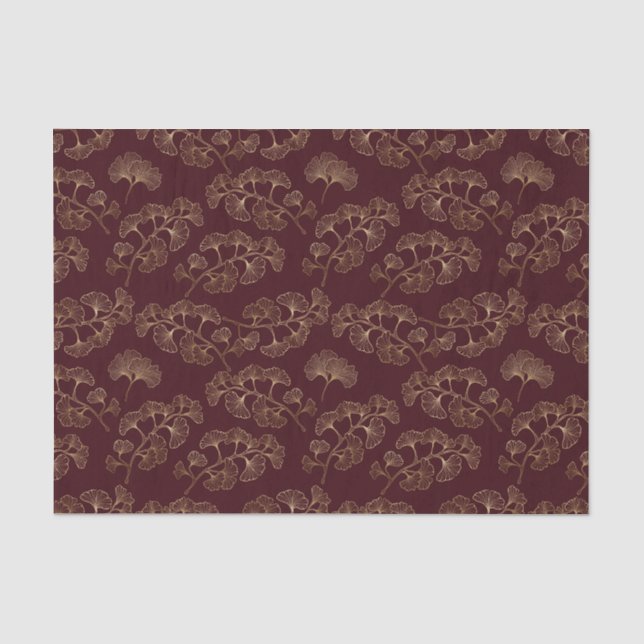 Modern Minimalist Gold Leaf Maroon Tissue Paper (Front)