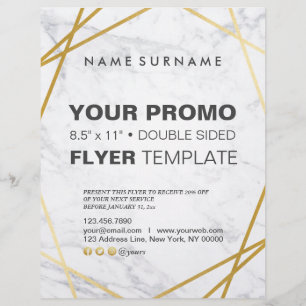 Modern Minimalist Gold Marble Geometric 8.5"x11" Flyer