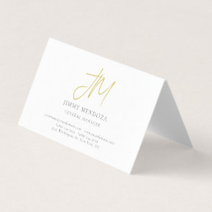 Modern Minimalist Gold Monogram Luxury Pearl Business Card