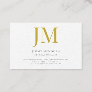 Modern Minimalist Gold Monogram Luxury Thick Paper Business Card