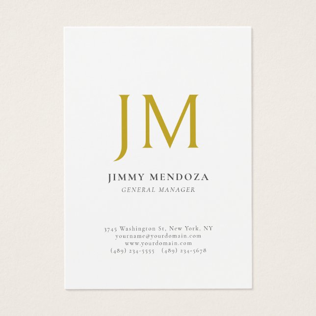 Modern Minimalist Gold Monogram Plain Profile Card (Front)
