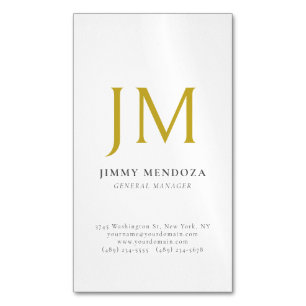 Modern Minimalist Gold Monogram Plain Simple Magnetic Business Card