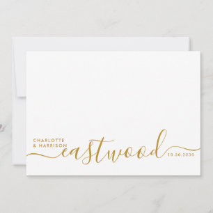Modern Minimalist Gold Monogram Wedding Thank You Card