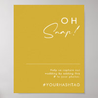 Modern Minimalist Gold Oh Snap Wedding Hashtag 