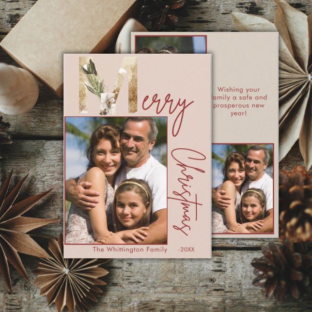Modern Minimalist Gold Photo Christmas Card (Creator Uploaded)