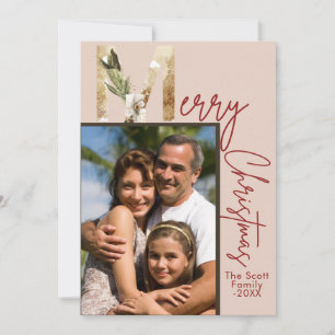 Modern Minimalist Gold Photo Christmas Card