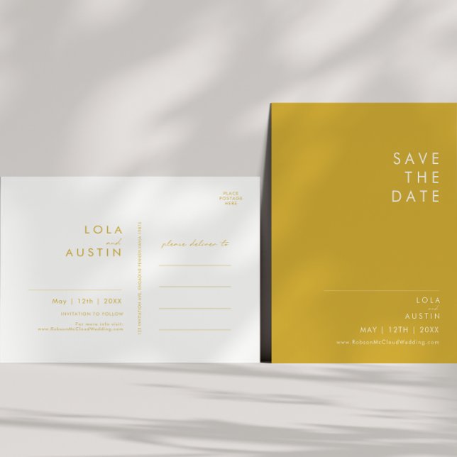Modern Minimalist Gold Save The Date Postcard (Creator Uploaded)