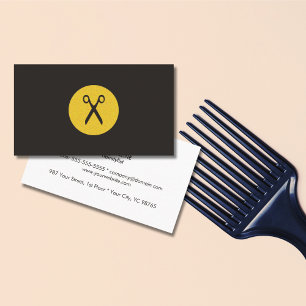 Modern Minimalist Gold Scissor Logo Hairstylist Business Card