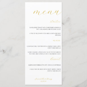 Modern & Minimalist Gold Script Wedding Flat Menu