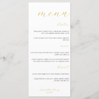 Modern & Minimalist Gold Script Wedding Flat Menu