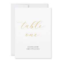 Modern Minimalist Gold Script Wedding Table Number