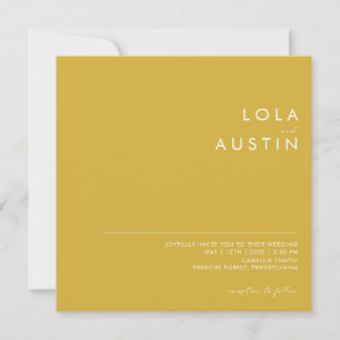 Modern Minimalist Gold Square Wedding Invitation