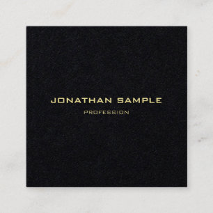 Modern Minimalist Gold Text Elegant Premium Black Square Business Card