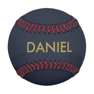 Modern minimalist gold text navy blue baseball