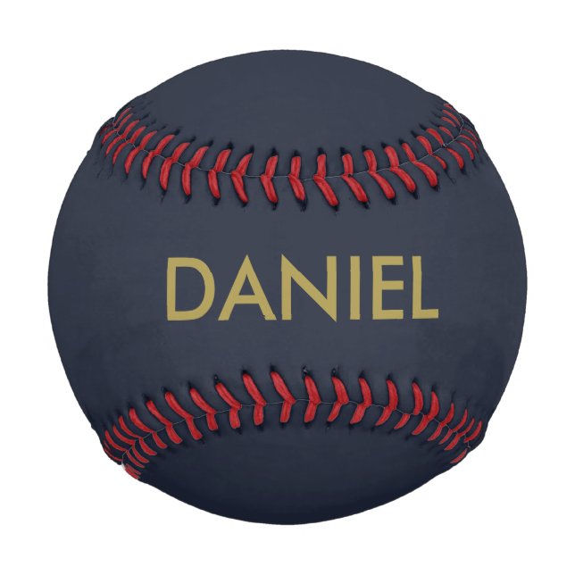 Modern minimalist gold text navy blue baseball (Front)
