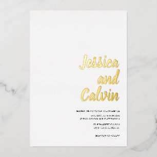 Modern Minimalist Gold Text Wedding Invitation 