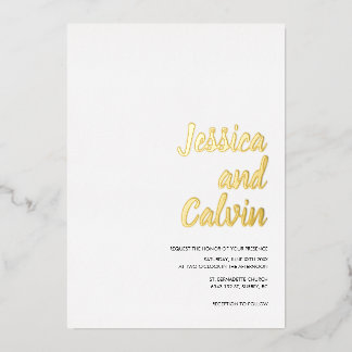 Modern Minimalist Gold Text Wedding Invitation 