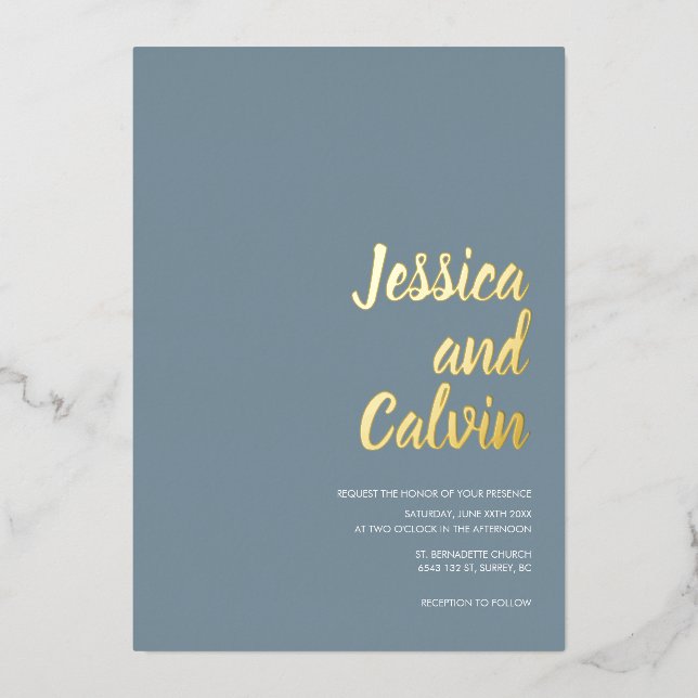 Modern Minimalist Gold Text Wedding Invitation (Front)