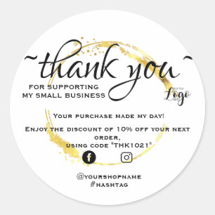 Modern minimalist Gold thank you Class Classic Round Sticker