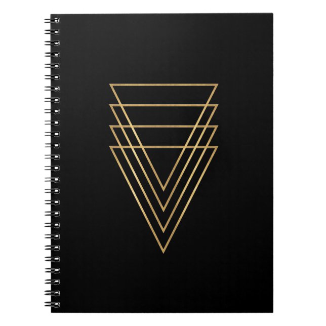 Modern Minimalist Gold Triangles Notebook (Front)