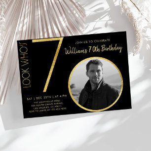 Modern Minimalist Gold Type 70th Birthday Invitation