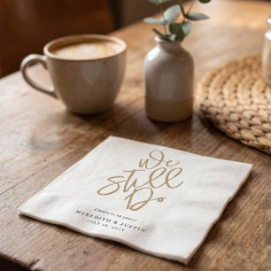 Modern Minimalist Gold Vow Renewal Party Napkins