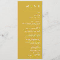 Modern Minimalist Gold Wedding Dinner Menu