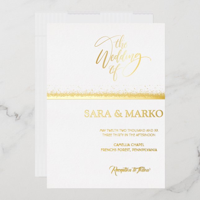 Modern Minimalist | Gold  Wedding Of Real Foil  (Envelope)