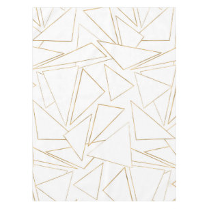 Modern Minimalist Gold White Strokes Triangles Tablecloth