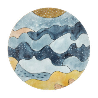 Modern Minimalist Golden Sun Illustration Cutting Board