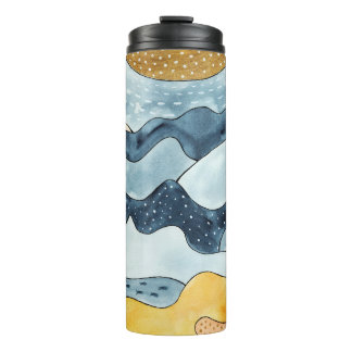 Modern Minimalist Golden Sun Illustration Thermal Tumbler
