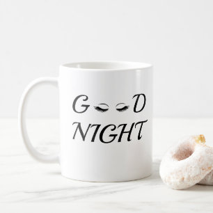 Modern Minimalist Good Night Eyelashes Aesthetic Coffee Mug