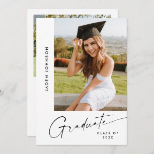 Modern Minimalist Grad 2 PHOTO Graduation Party Invitation