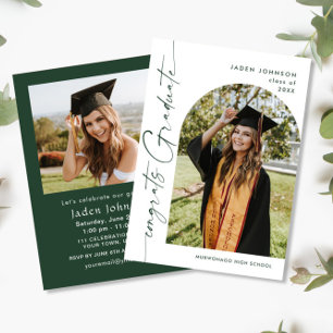 Modern Minimalist Grad 2 PHOTO Graduation Party Invitation