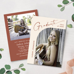 Modern Minimalist Grad 2 PHOTO Graduation Party Invitation