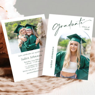 Modern Minimalist Grad 2 PHOTO Graduation Party Invitation