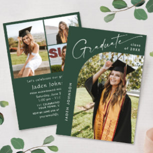 Modern Minimalist Grad 4 PHOTO Graduation Party Invitation