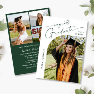 Modern Minimalist Grad 4 PHOTO Graduation Party Invitation