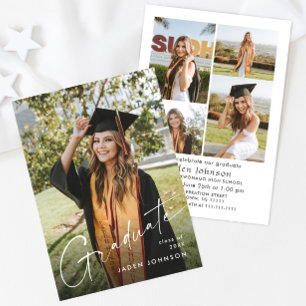 Modern Minimalist Grad 5 PHOTO Graduation Party In Invitation