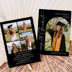 Modern Minimalist Grad 5 PHOTO Graduation Party Invitation