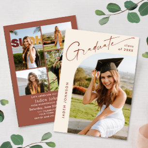 Modern Minimalist Grad 5 PHOTO Graduation Party Invitation