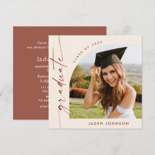 Modern Minimalist Grad PHOTO Graduation Party Invitation