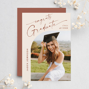 Modern Minimalist Grad PHOTO Graduation Party Invitation