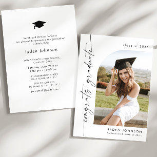Modern Minimalist Grad PHOTO Graduation Party Invitation