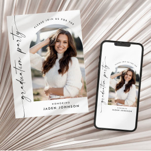 Modern Minimalist Grad PHOTO Graduation Party Invitation