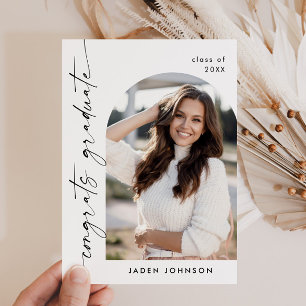 Modern Minimalist Grad PHOTO Graduation Party Invitation