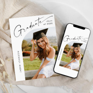 Modern Minimalist Grad PHOTO Graduation Party Invitation