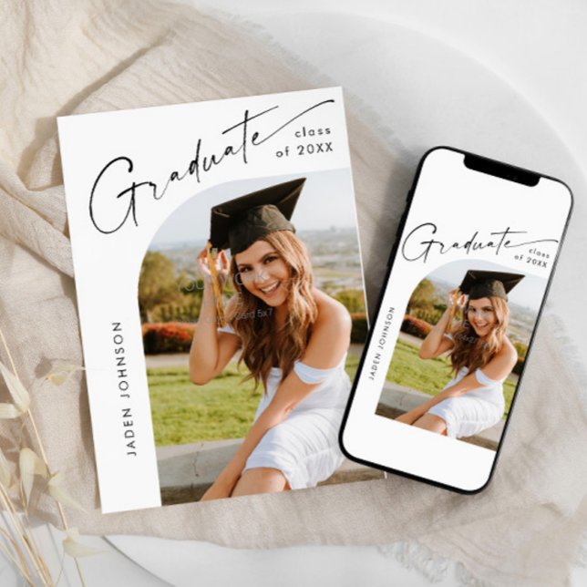 Modern Minimalist Grad PHOTO Graduation Party Invitation (Creator Uploaded)