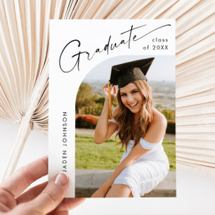 Modern Minimalist Grad PHOTO Graduation Party Invitation